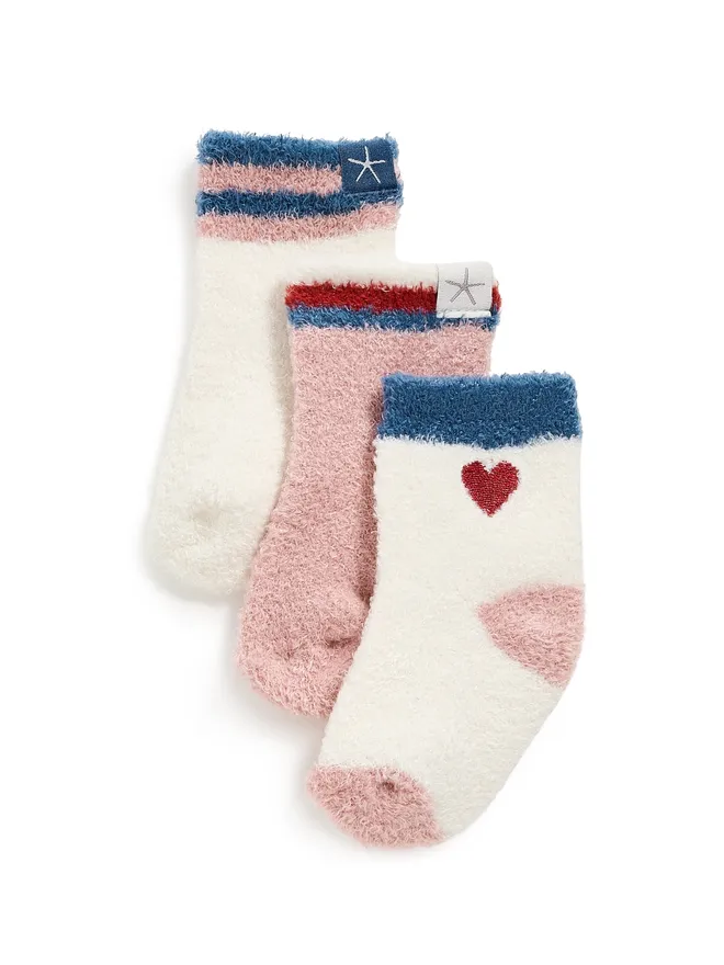 Barefoot Dreams Barefoot Dreams CozyChic Lite ベビー ハート 3足組 ソックス セット クリーム系の商品画像