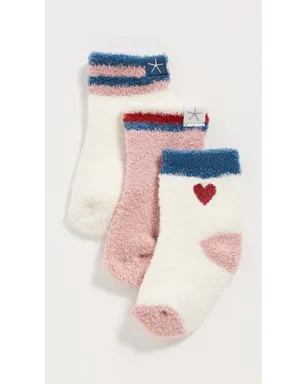 Barefoot Dreams CozyChic Lite ベビー ハート 3足組 ソックス セット クリーム系 - サムネイル2