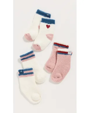 Barefoot Dreams CozyChic Lite ベビー ハート 3足組 ソックス セット クリーム系 - サムネイル3