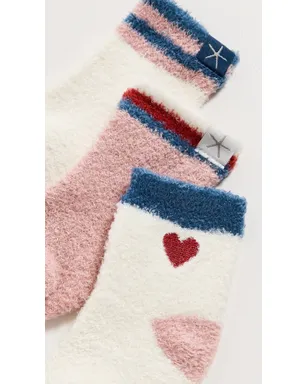 Barefoot Dreams CozyChic Lite ベビー ハート 3足組 ソックス セット クリーム系 - サムネイル4