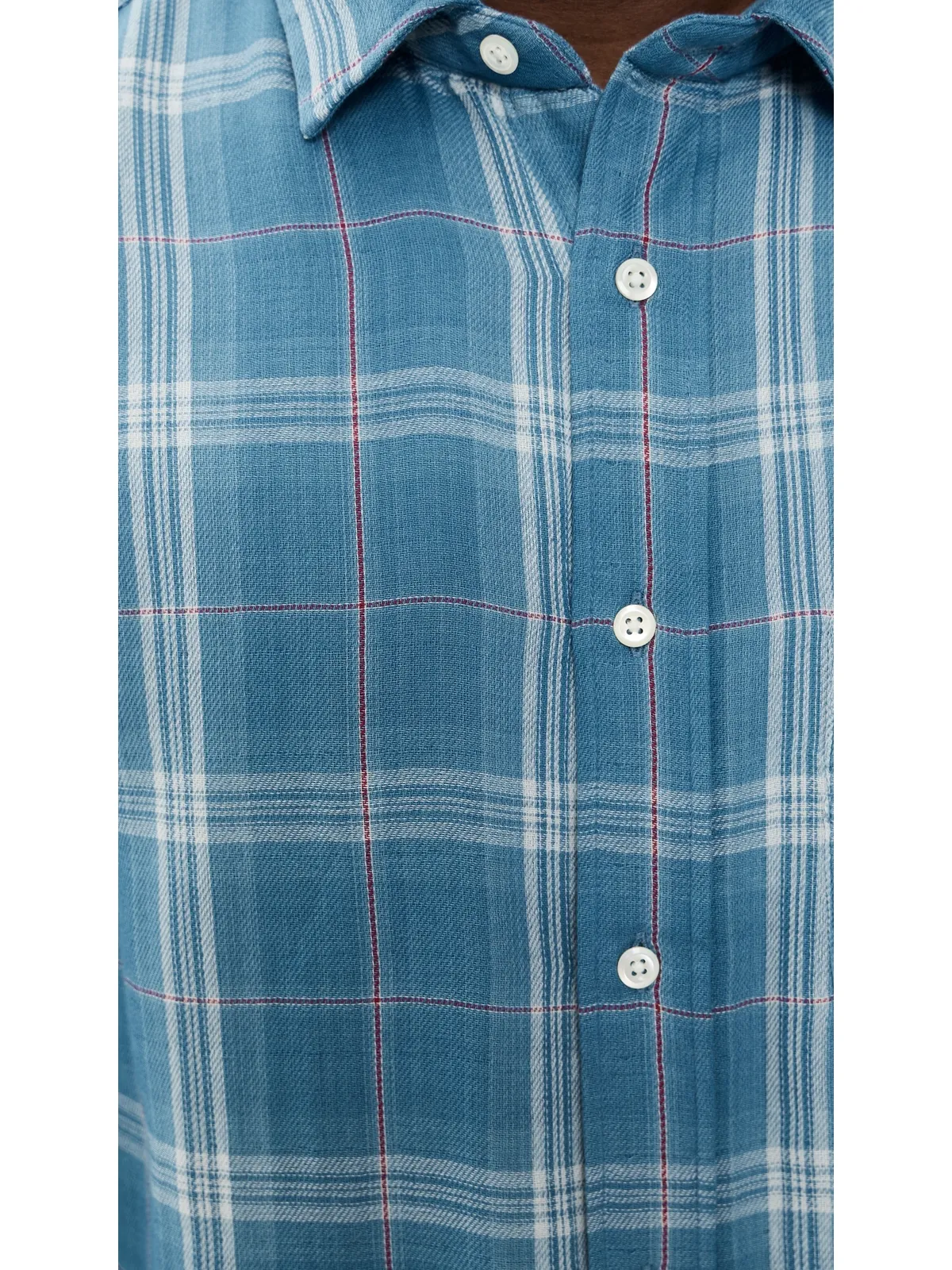 Billy Reid ダブルフェイス プレイド Cypress シャツ ウォッシュドインディゴ - 画像6