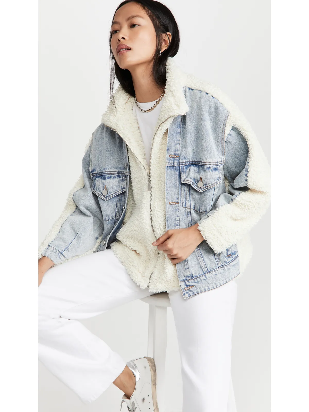 BLANKNYC Bear Hug Denim Sherpa Jacket - 画像2