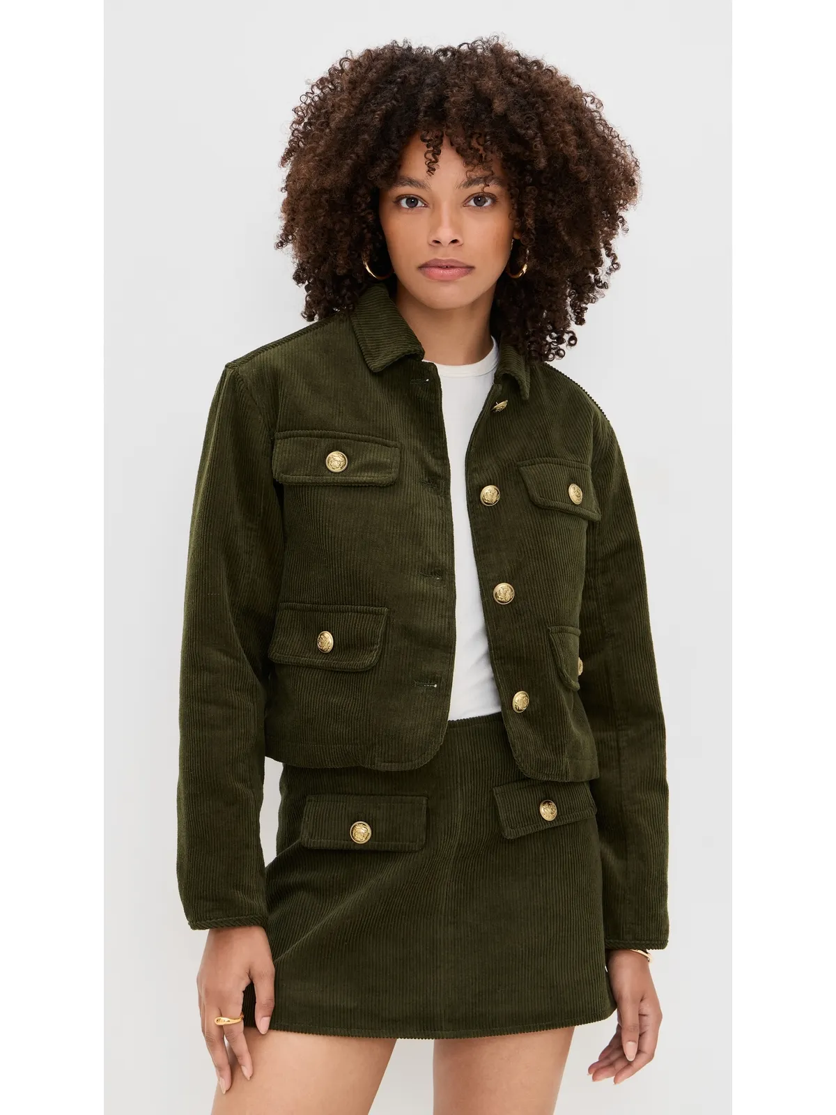 BLANKNYC Inside Scoop Corduroy Jacket Olive - 画像2