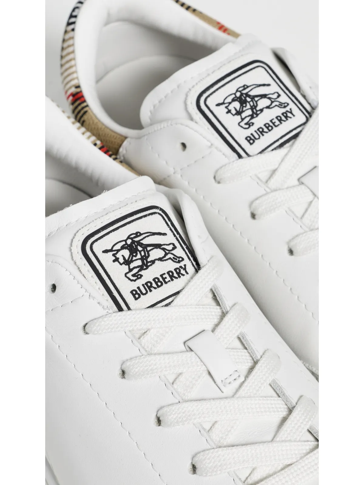 Burberry レザー スニーカー ホワイト/サンド IP チェック 39 - 画像6
