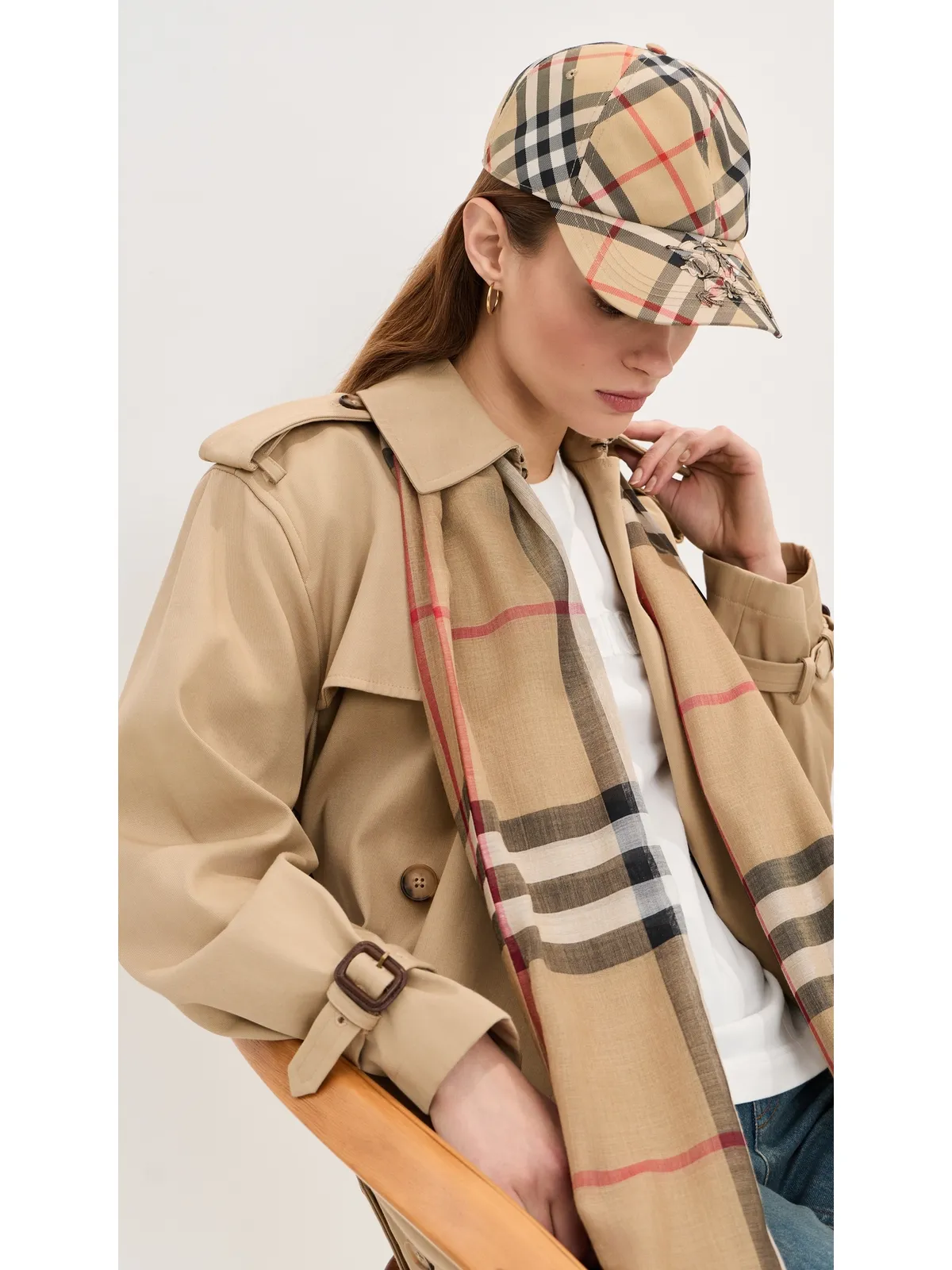 Burberry ビンテージ チェックツイル ベースボールキャップ サンド IPチェック柄 - 画像4
