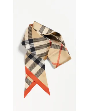 Burberry ビンテージ リバーシブル シルク スキニースカーフ サンド - サムネイル4