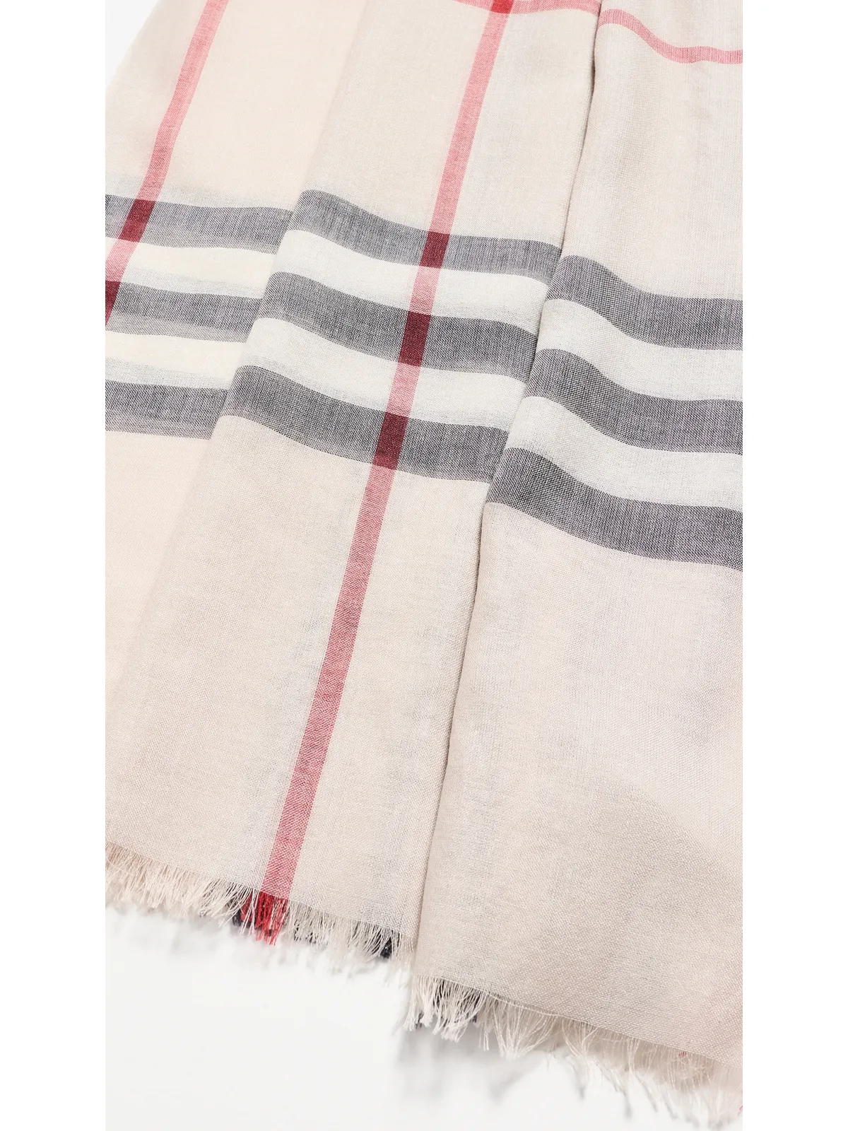 Burberry ストーンチェック ウール×シルク ガーゼ スカーフ ワイドチェック フリーサイズ - 画像5