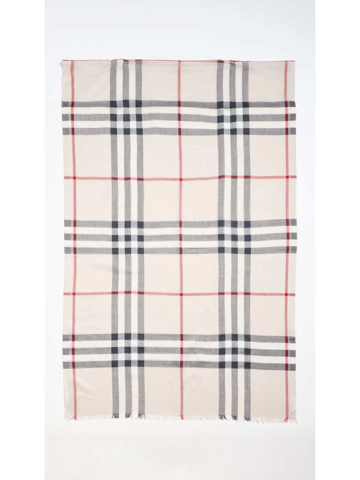 Burberry ストーンチェック ウール×シルク ガーゼ スカーフ ワイドチェック フリーサイズ - 画像2