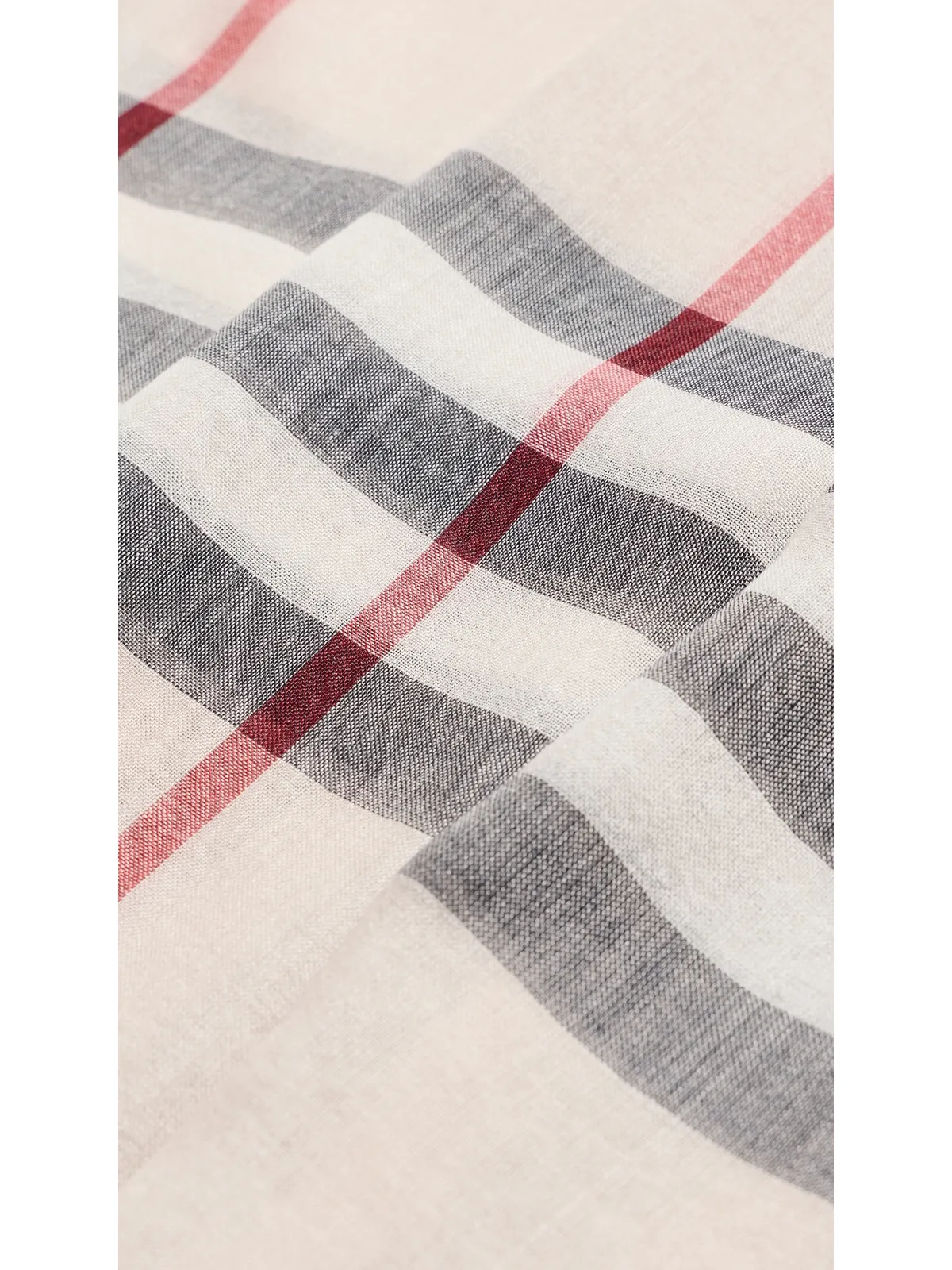 Burberry ストーンチェック ウール×シルク ガーゼ スカーフ ワイドチェック フリーサイズ - 画像4