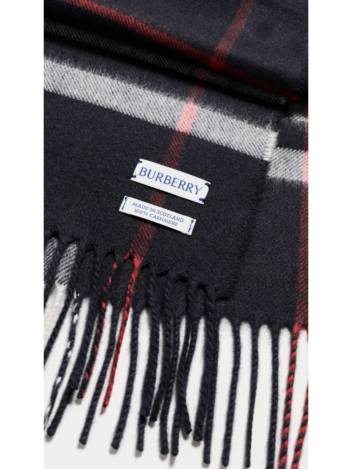 Burberry ジャイアントチェック柄 カシミア スカーフ ネイビー ワンサイズ - 画像4