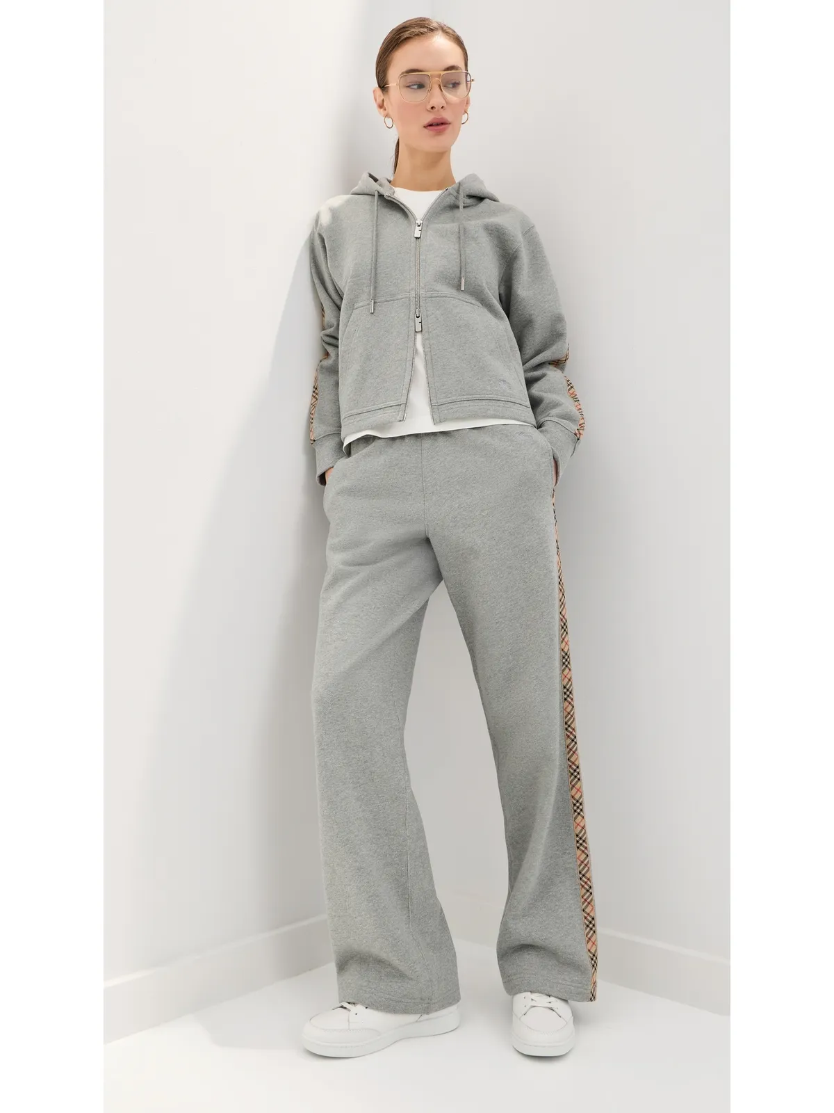 Burberry ハーパー ジップフード付きパーカー ペールグレーのメランジ M - 画像6