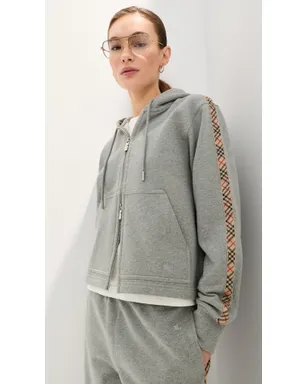 Burberry ハーパー ジップフード付きパーカー ペールグレーのメランジ M - サムネイル2