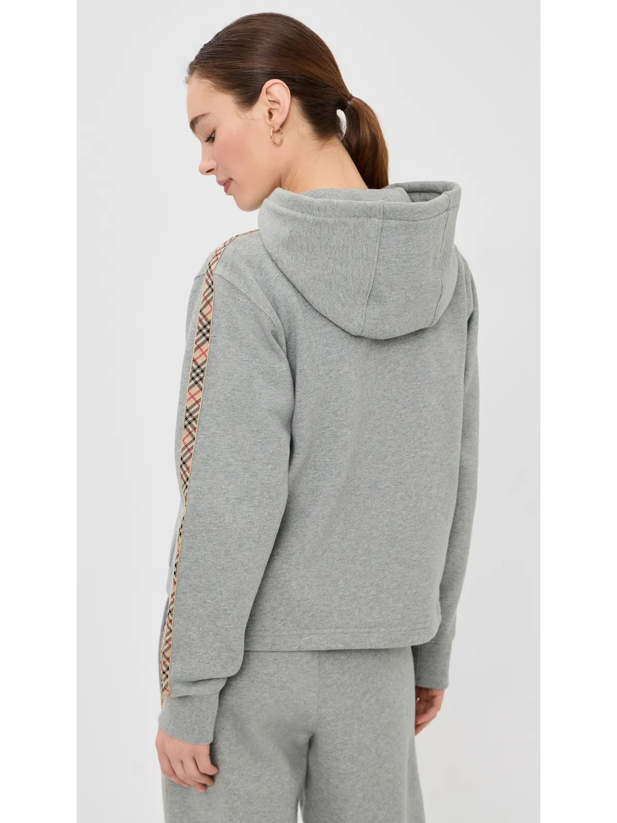 Burberry ハーパー ジップフード付きパーカー ペールグレーのメランジ M - 画像3