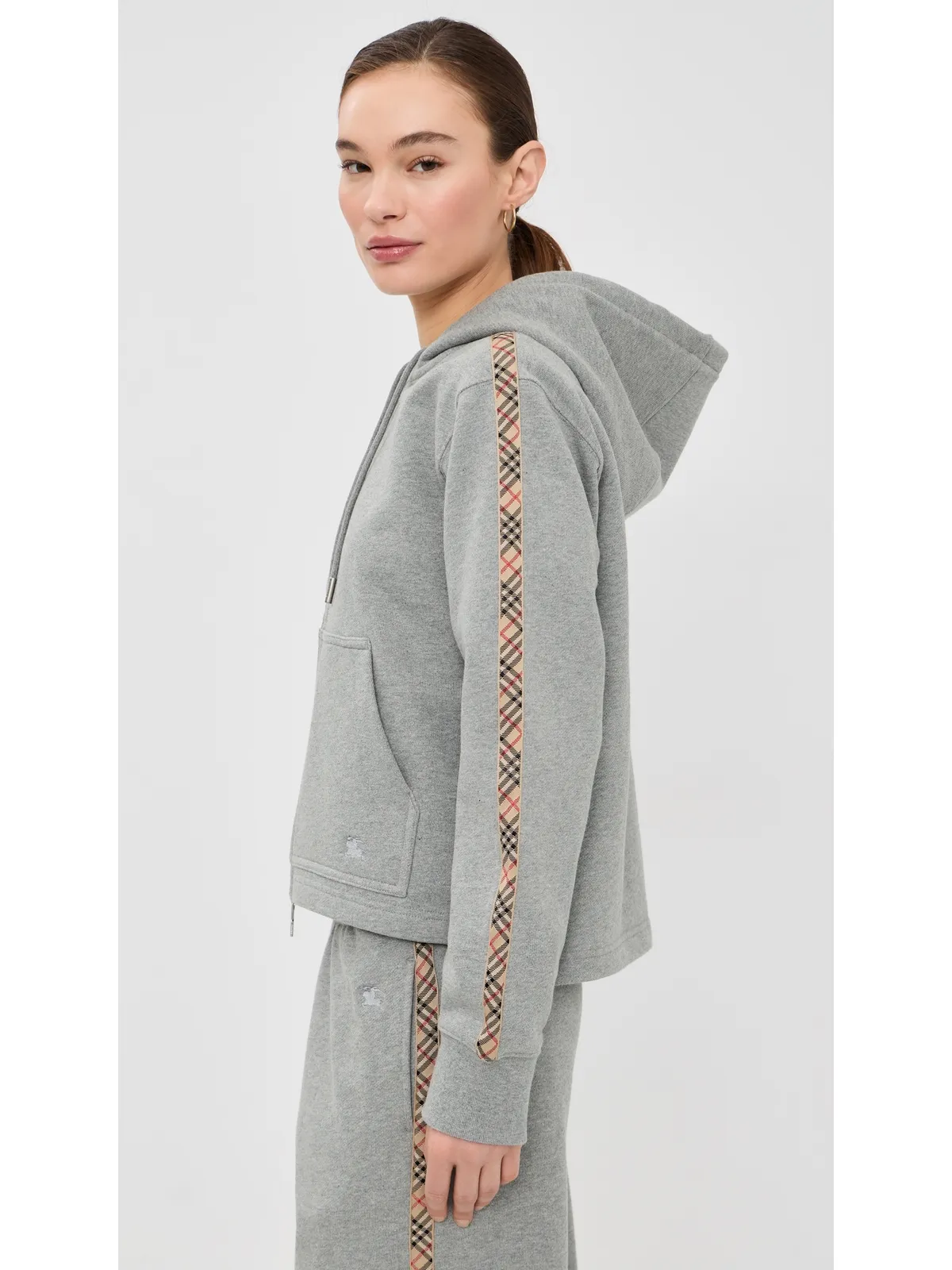 Burberry ハーパー ジップフード付きパーカー ペールグレーのメランジ M - 画像4