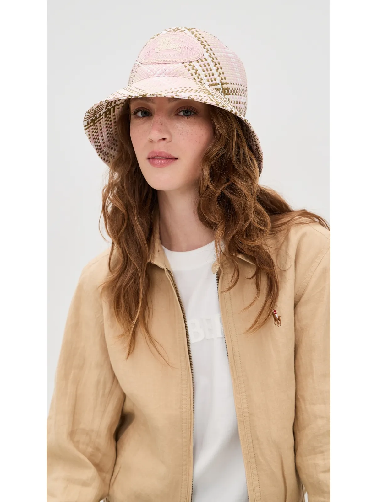Burberry ラフィア編みバケットハット チェック柄 - 画像3