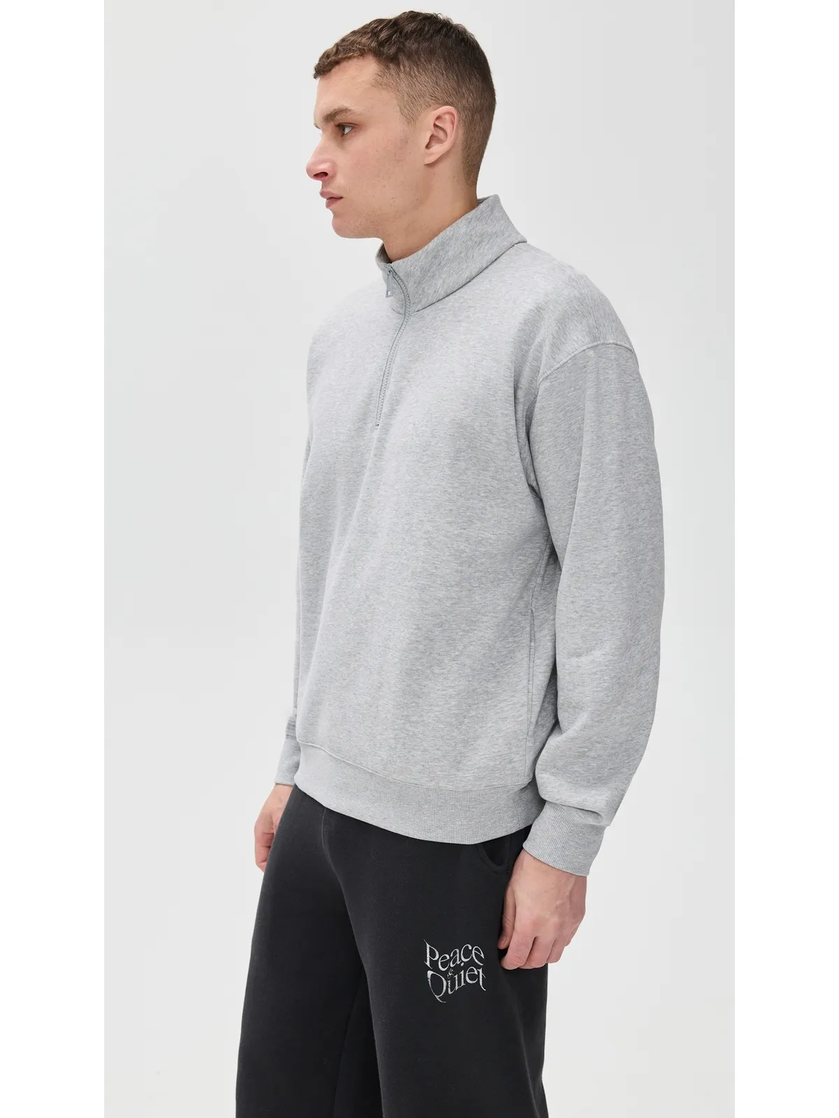 Beyond Yoga Luxefleece 半ジップ メンズ プルオーバー ライトヘザーグレー - 画像4