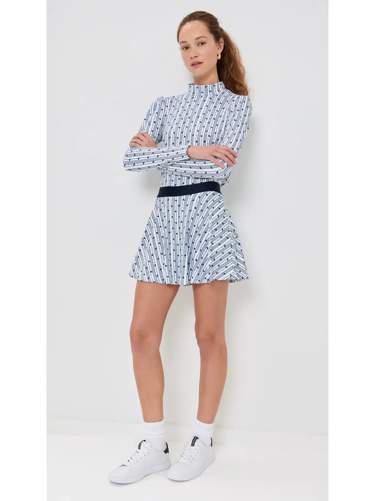 Byrdie Golf Social Wear ロングスリーブパークトップ ネイビー/ホワイトフローラル - 画像5