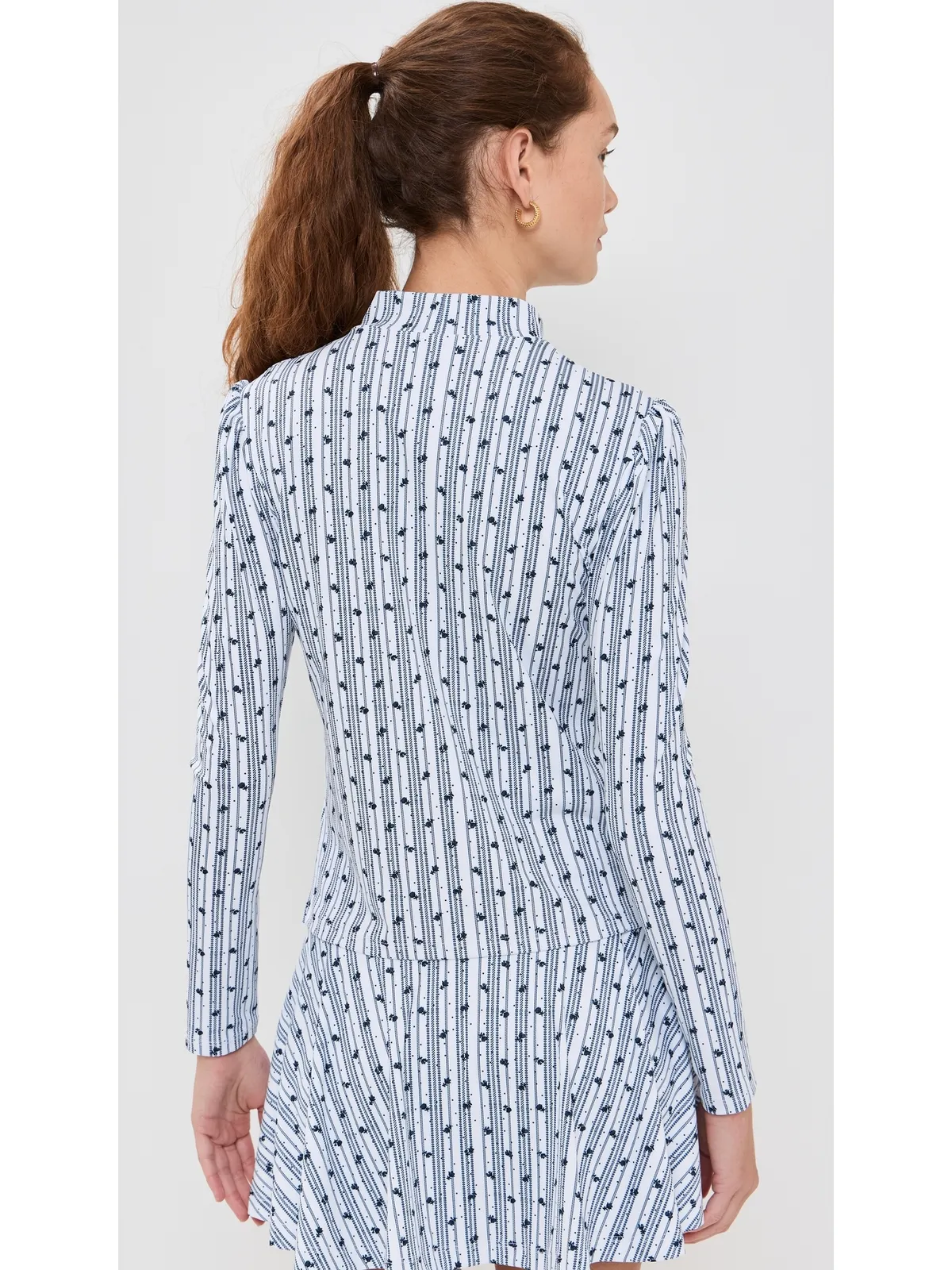 Byrdie Golf Social Wear ロングスリーブパークトップ ネイビー/ホワイトフローラル - 画像3