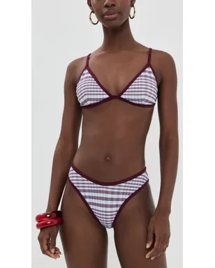Good American Fig柄チェック ぴったりフィット ビキニトップ L - サムネイル5