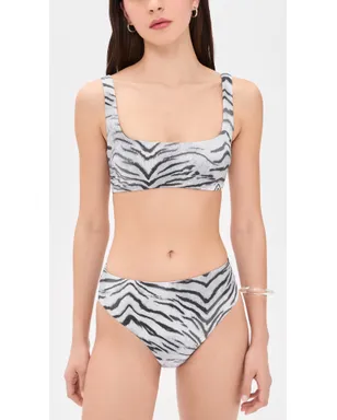Good American マット Khloe ビキニトップ ブラックとホワイト タイガー柄 - サムネイル2