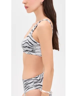 Good American マット Khloe ビキニトップ ブラックとホワイト タイガー柄 - サムネイル4