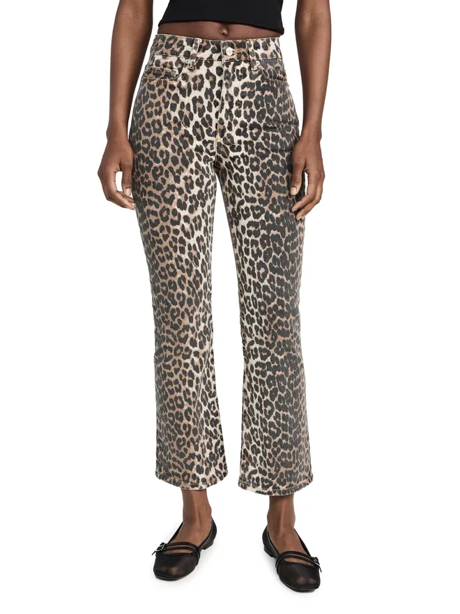 Ganni GANNI ベツィ クロップドデニム ジーンズ レオパード柄 プリントの商品画像