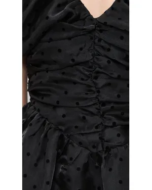 GANNI フロックド・オーガンザ ロング・ルシュド・ドレス ブラック 32 - サムネイル6
