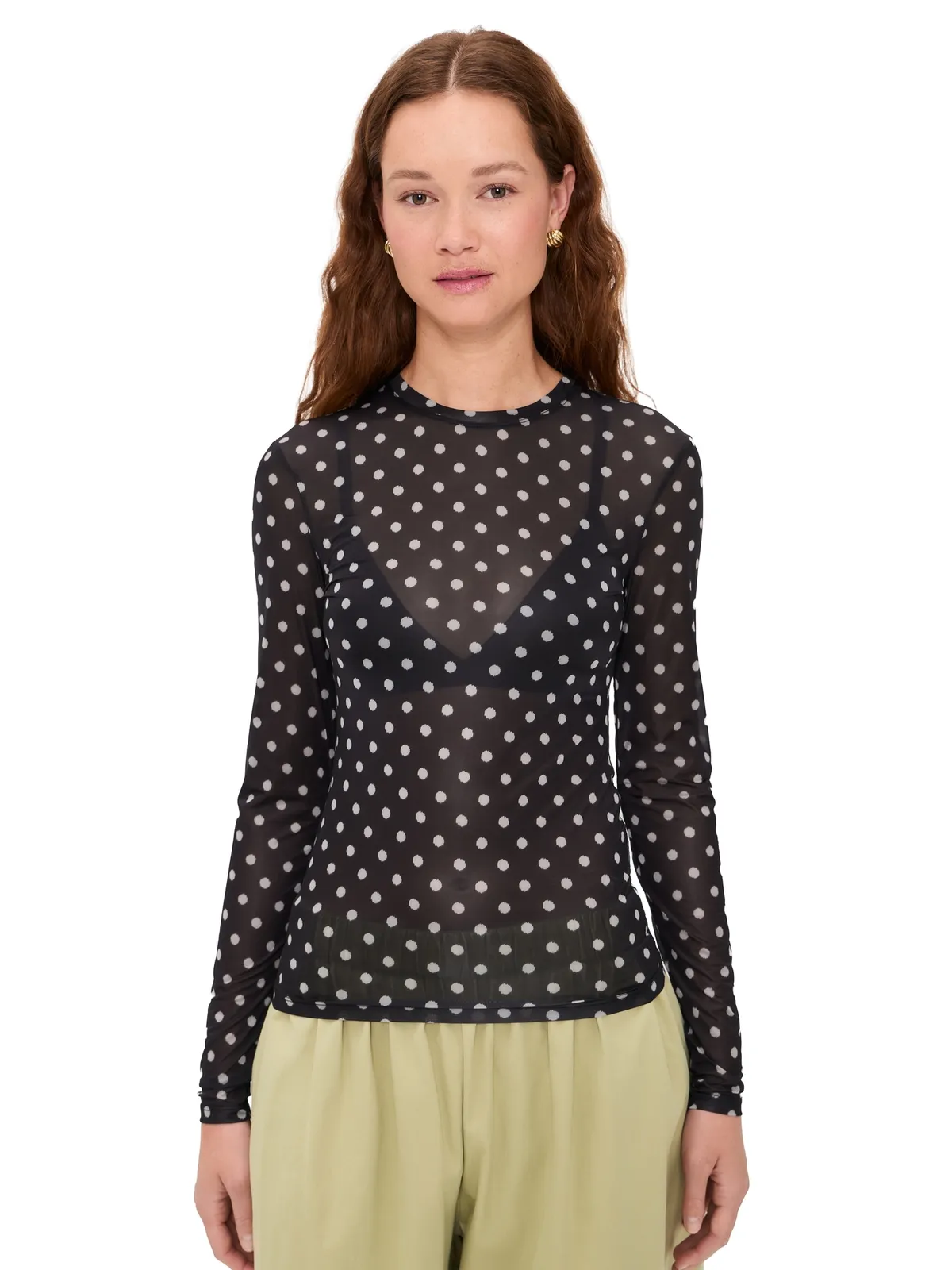 ビンテージ GANNI プリント シアー ジャージー ロングスリーブ ブラック - 画像1