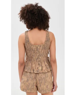 GANNI コットン スモックド タイストリング トップ - サムネイル3