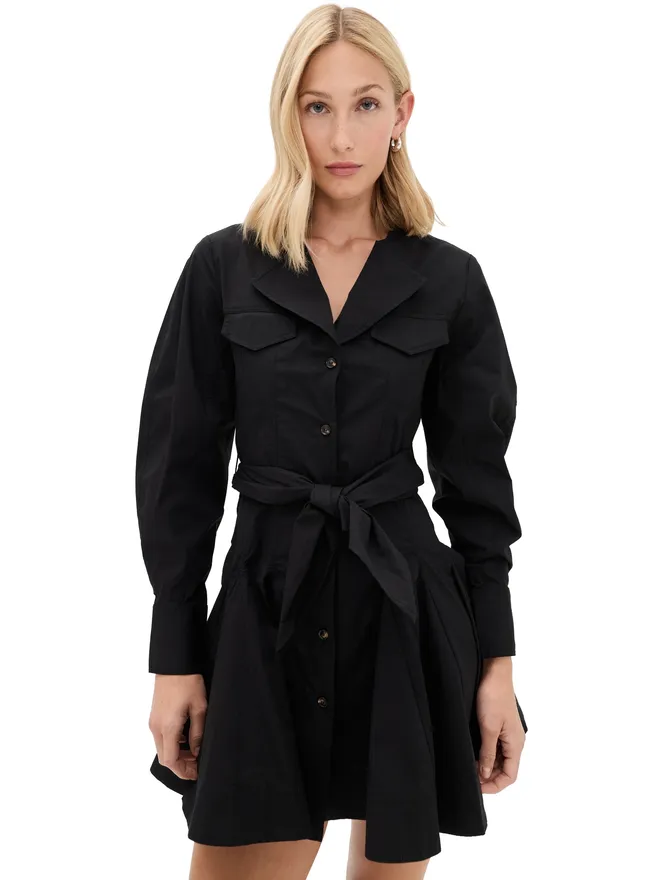 Ganni GANNI ストレッチミニシャツドレス ブラックの商品画像