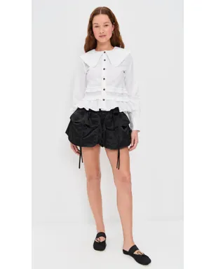 GANNI ストレッチコットン シャツ フリル付き スノーホワイト - サムネイル5