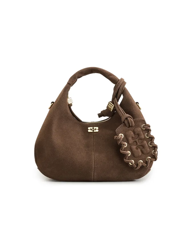 Ganni GANNI リサイクルスエード ミニ ホーボーバッグ チコリコーヒー色 ワンサイズの商品画像