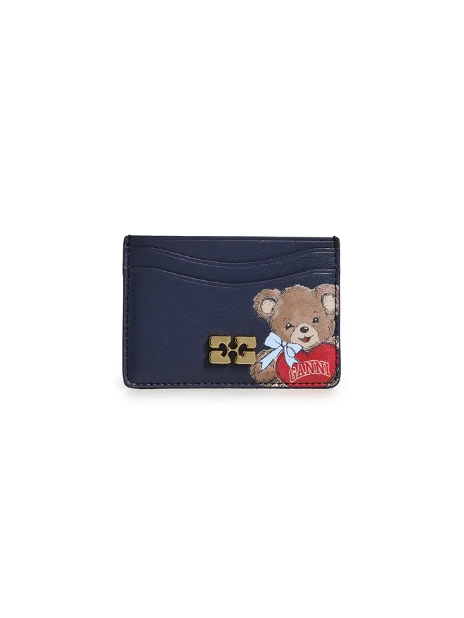 Ganni GANNI フラップ付きカードホルダー ベアー（ブラック/アイリス）の商品画像