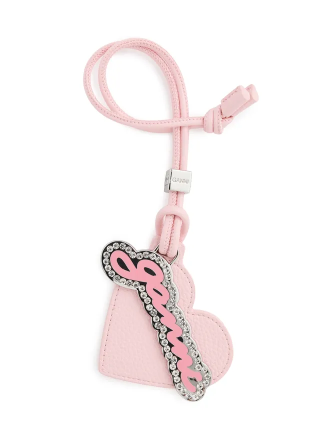 Ganni GANNI ブー ハート型ミラー プリント グレインド キーチェーン チョークピンクの商品画像