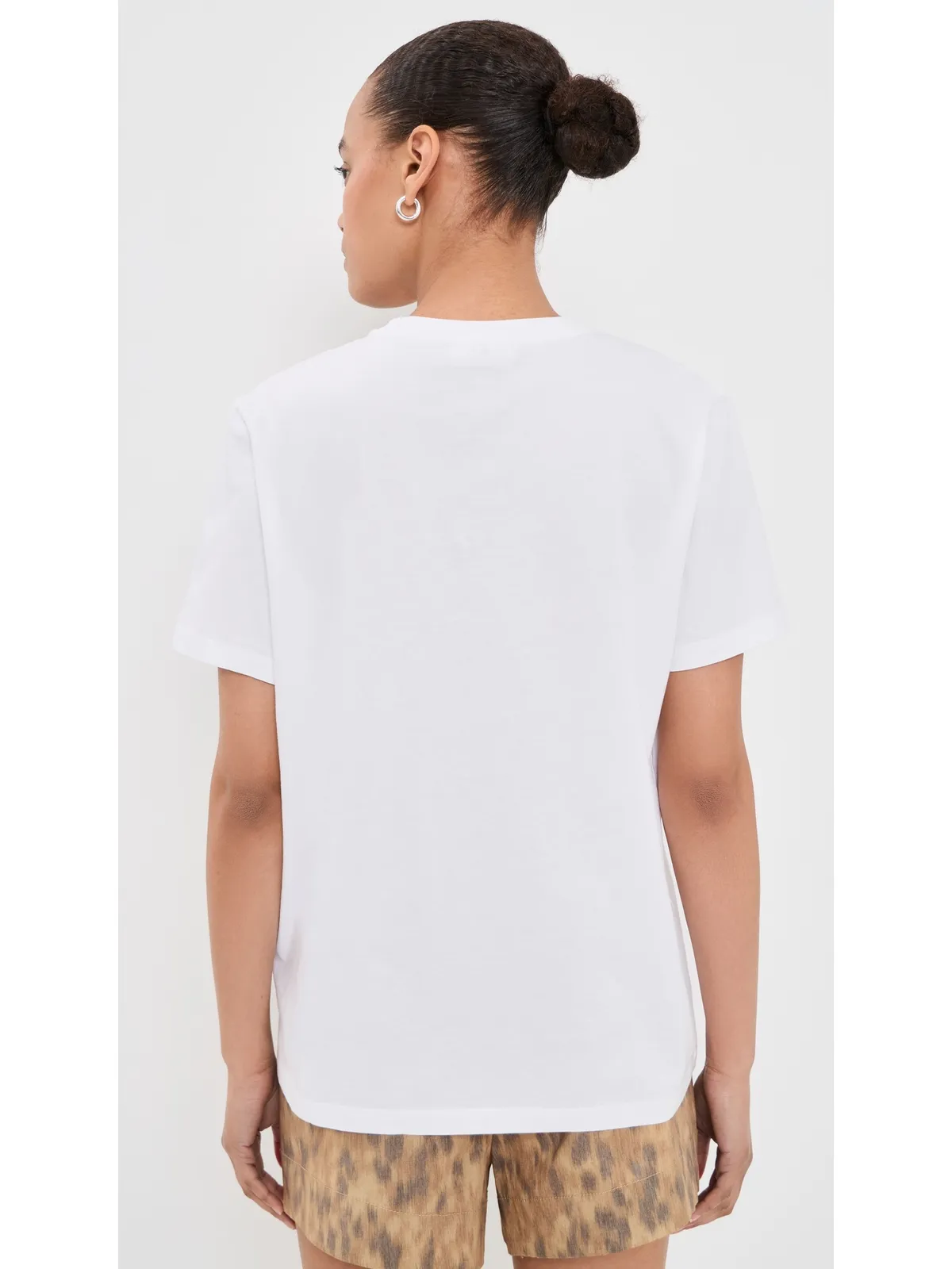 GANNI ベーシック コットン ジャージー ストロベリープリント Tシャツ ホワイト - 画像3