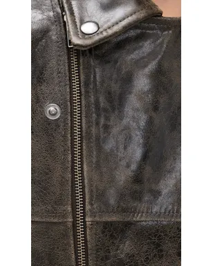 The Garment Margo Leather Biker Jacket Brown Crunch Effect - サムネイル6