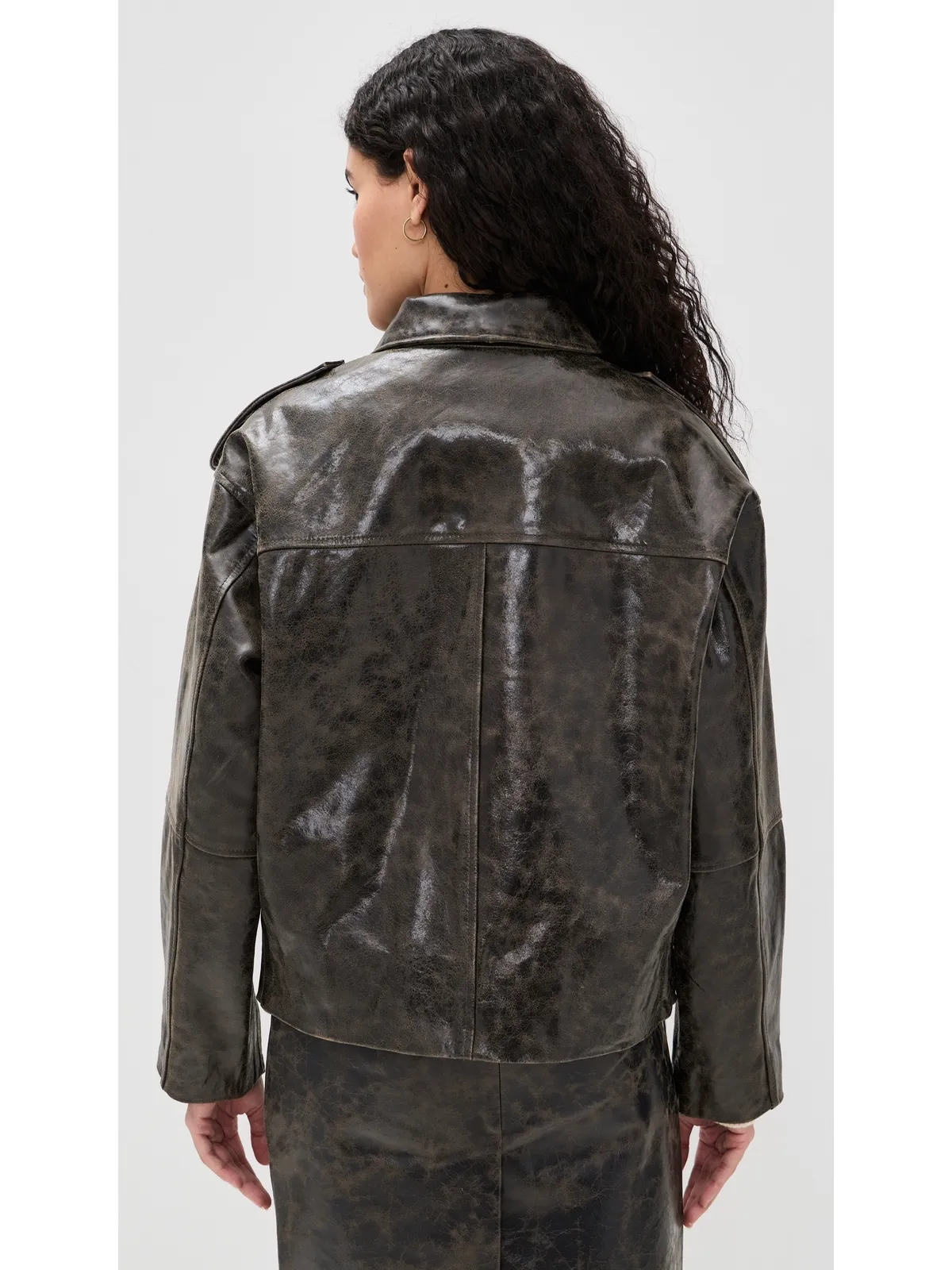 The Garment Margo Leather Biker Jacket Brown Crunch Effect - 画像3