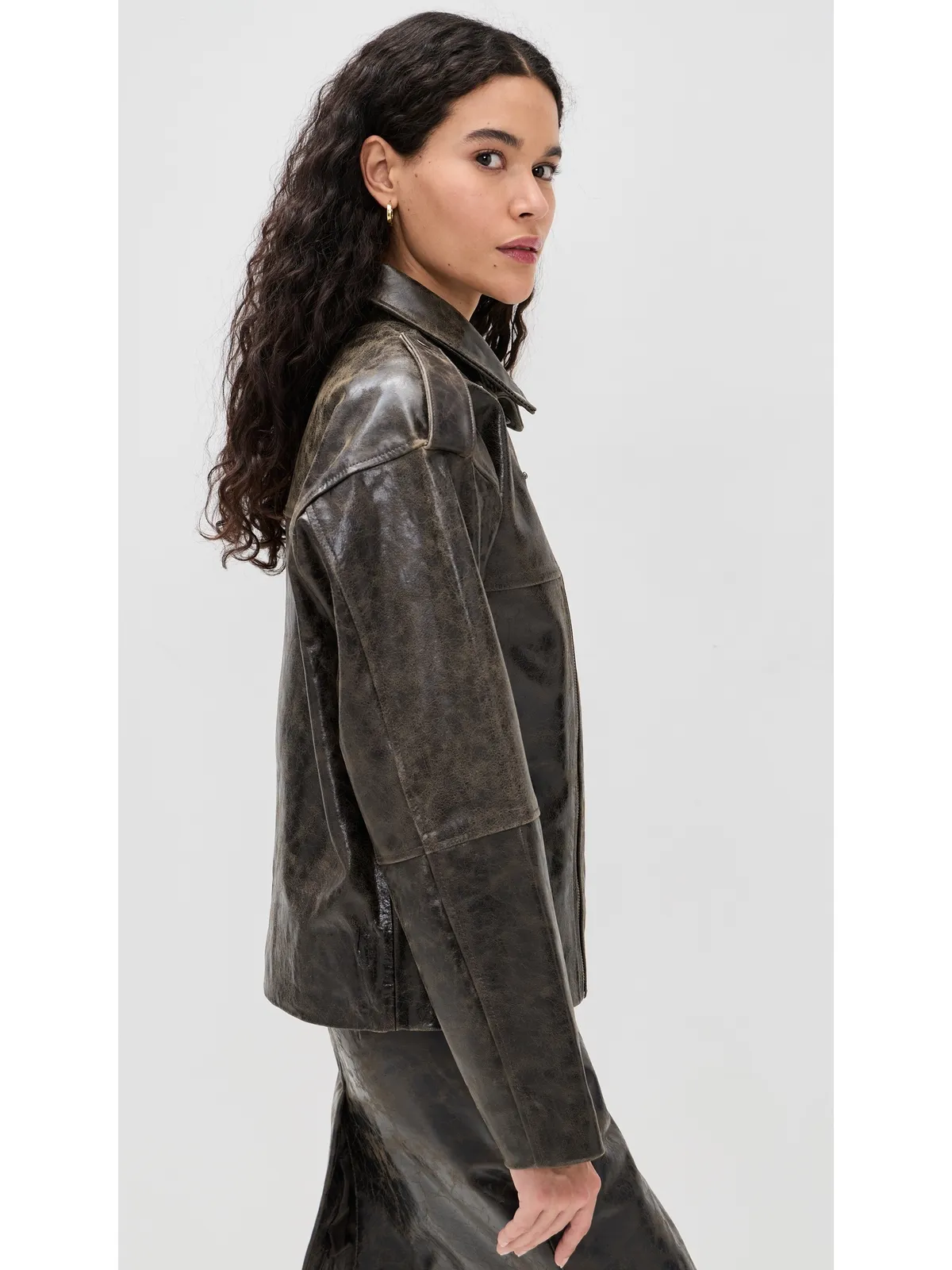 The Garment Margo Leather Biker Jacket Brown Crunch Effect - 画像4