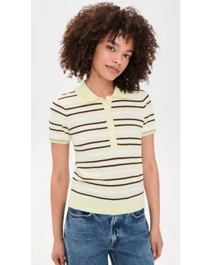 The Garment マディソン 半袖ポロシャツ Pastel Yellow/White/Espresso - サムネイル2