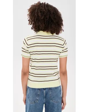 The Garment マディソン 半袖ポロシャツ Pastel Yellow/White/Espresso - サムネイル3