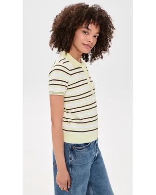 The Garment マディソン 半袖ポロシャツ Pastel Yellow/White/Espresso - サムネイル4