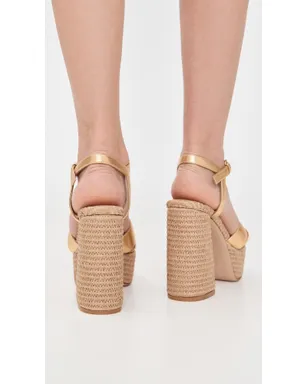 Gianvito Rossi ベベ ナッパ レザー シルク ウォッシュド プラットフォーム ヒール Mekong/Naturale - サムネイル4