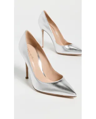 Gianvito Rossi ビンテージ ナッパレザー・シルク仕上げヒール シルバー - サムネイル5