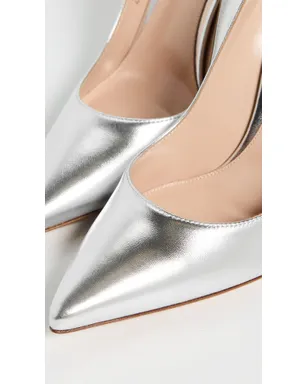 Gianvito Rossi ビンテージ ナッパレザー・シルク仕上げヒール シルバー - サムネイル6
