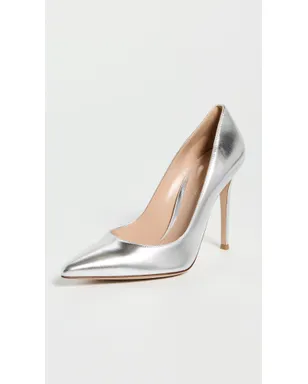 Gianvito Rossi ビンテージ ナッパレザー・シルク仕上げヒール シルバー - サムネイル2
