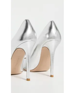 Gianvito Rossi ビンテージ ナッパレザー・シルク仕上げヒール シルバー - サムネイル4