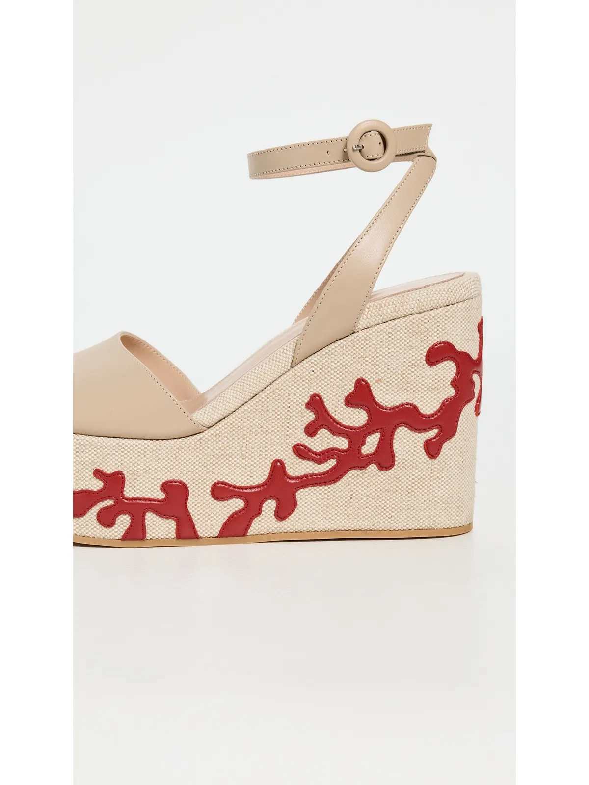 Gianvito Rossi Malia ヴィテロ グローブ パロス ナパ ウェッジ サンド/ナチュラル/タバスコレッド - 画像6