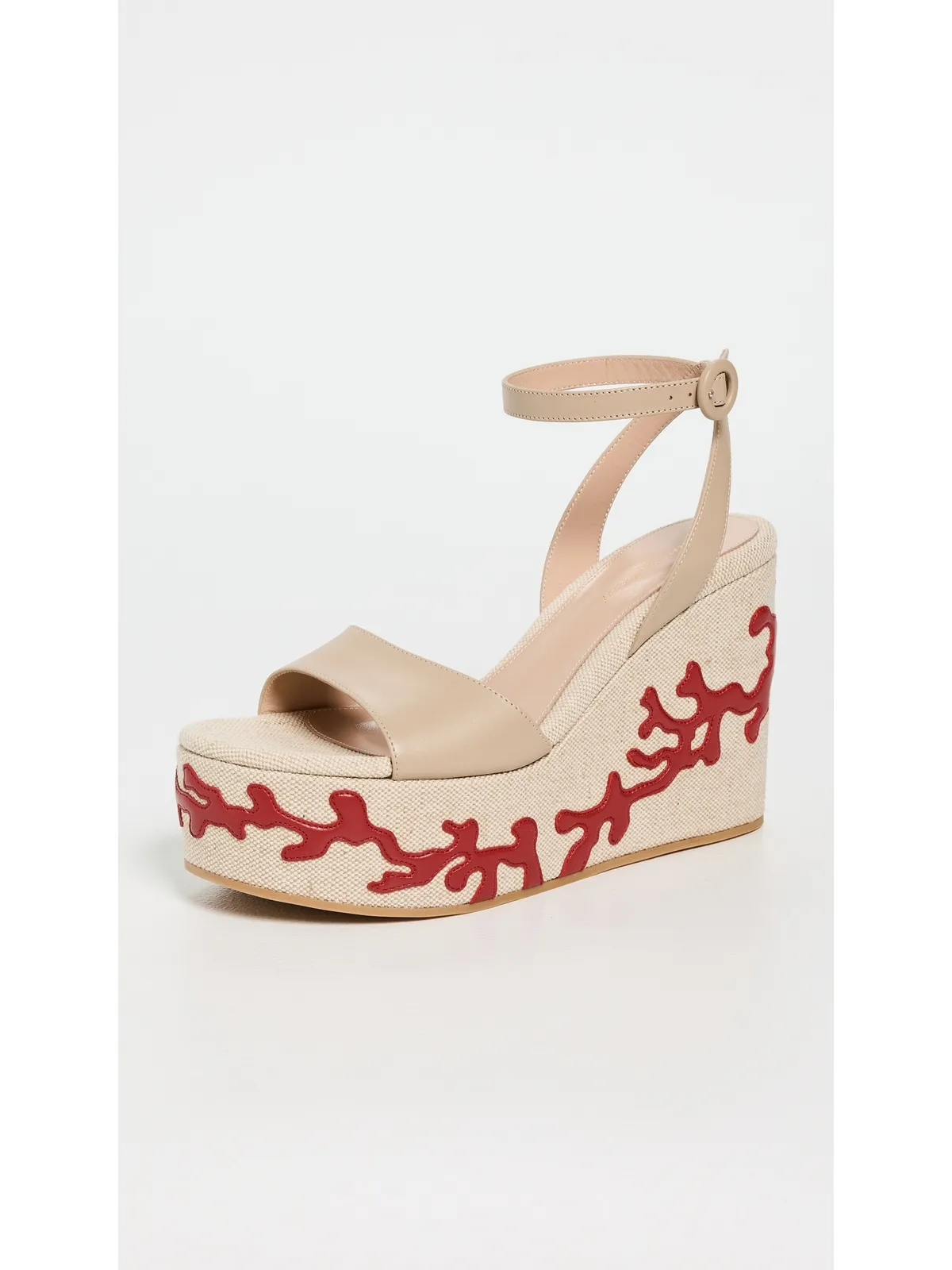 Gianvito Rossi Malia ヴィテロ グローブ パロス ナパ ウェッジ サンド/ナチュラル/タバスコレッド - 画像2