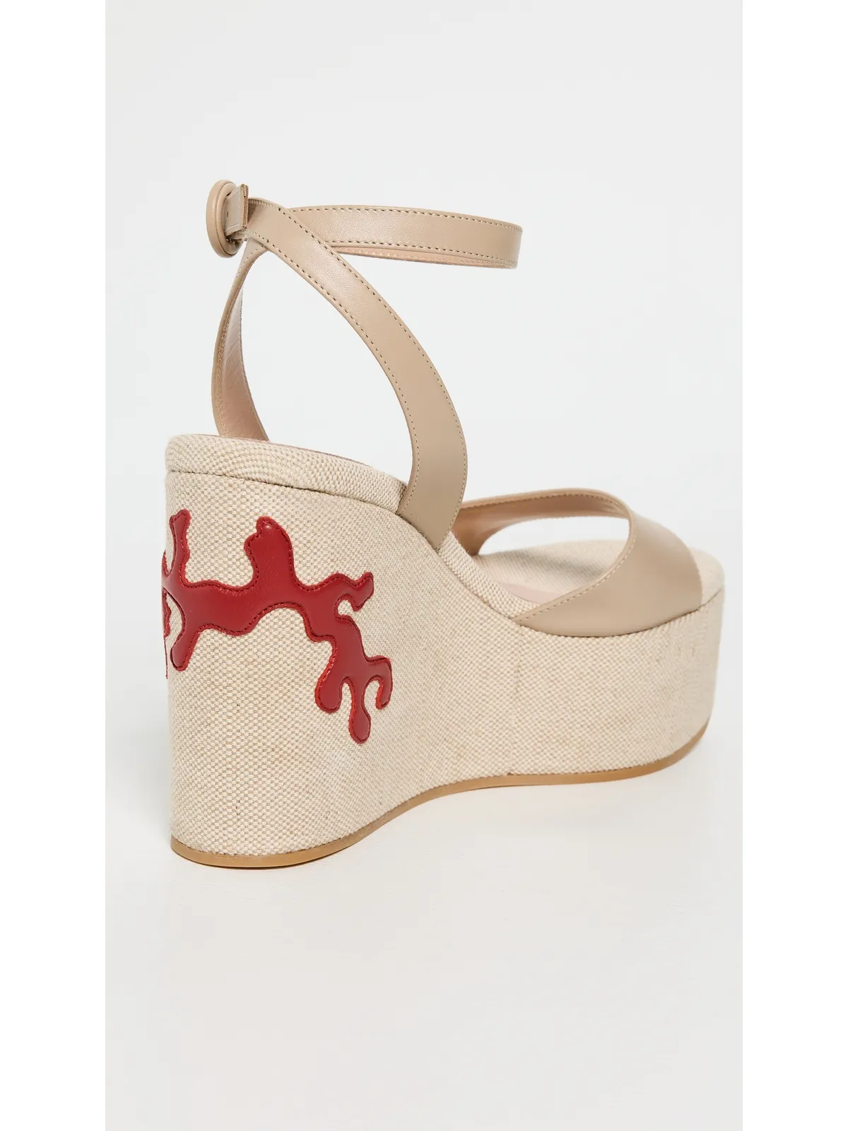 Gianvito Rossi Malia ヴィテロ グローブ パロス ナパ ウェッジ サンド/ナチュラル/タバスコレッド - 画像4