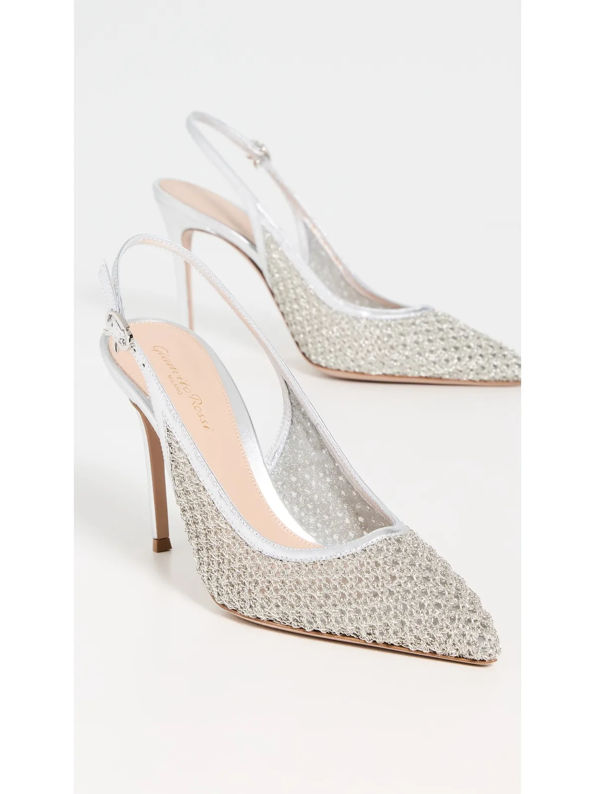 Gianvito Rossi Nikki Nappa Silk ヒール シルバー - 画像5